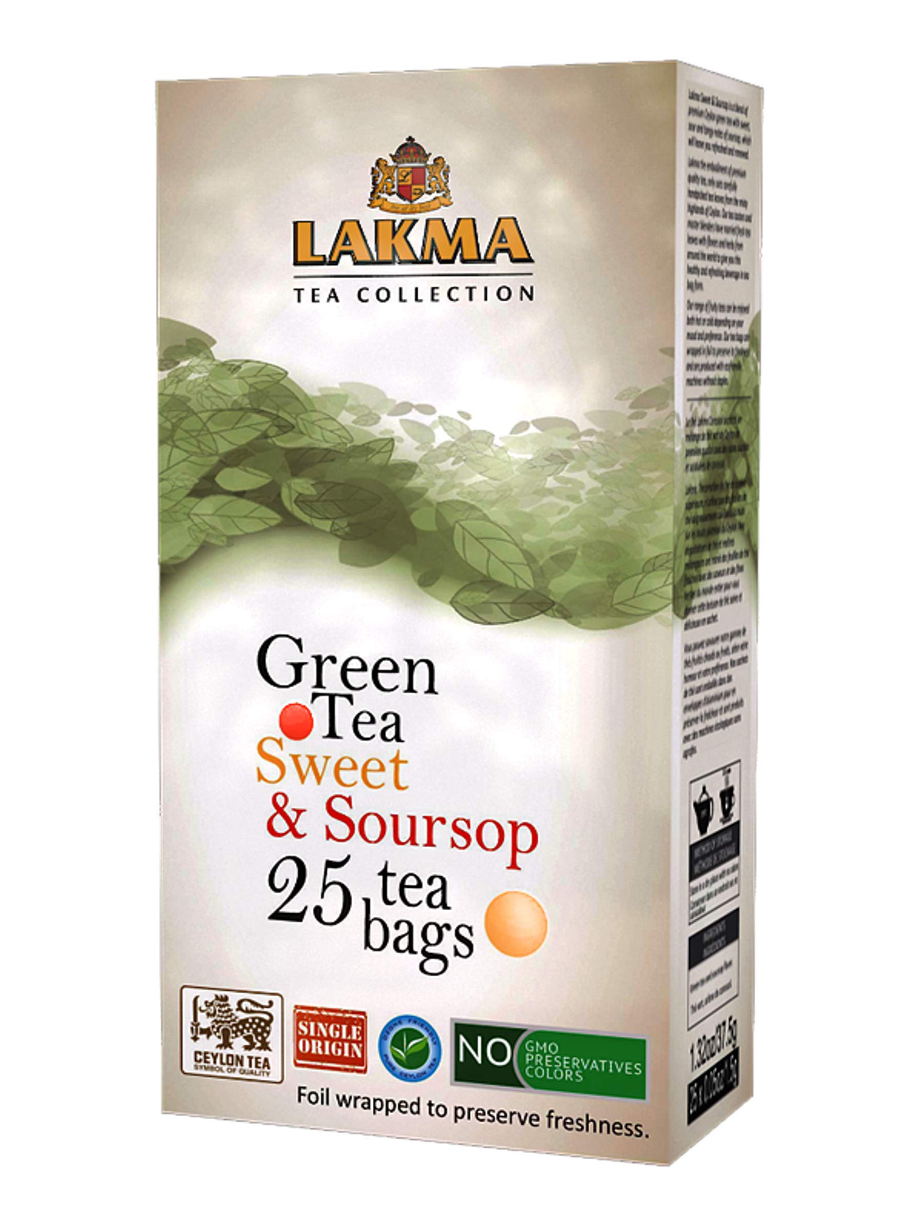 Lakma Green Tea with Sweet & Soursop - 25 Tea Bags (1 Pack)