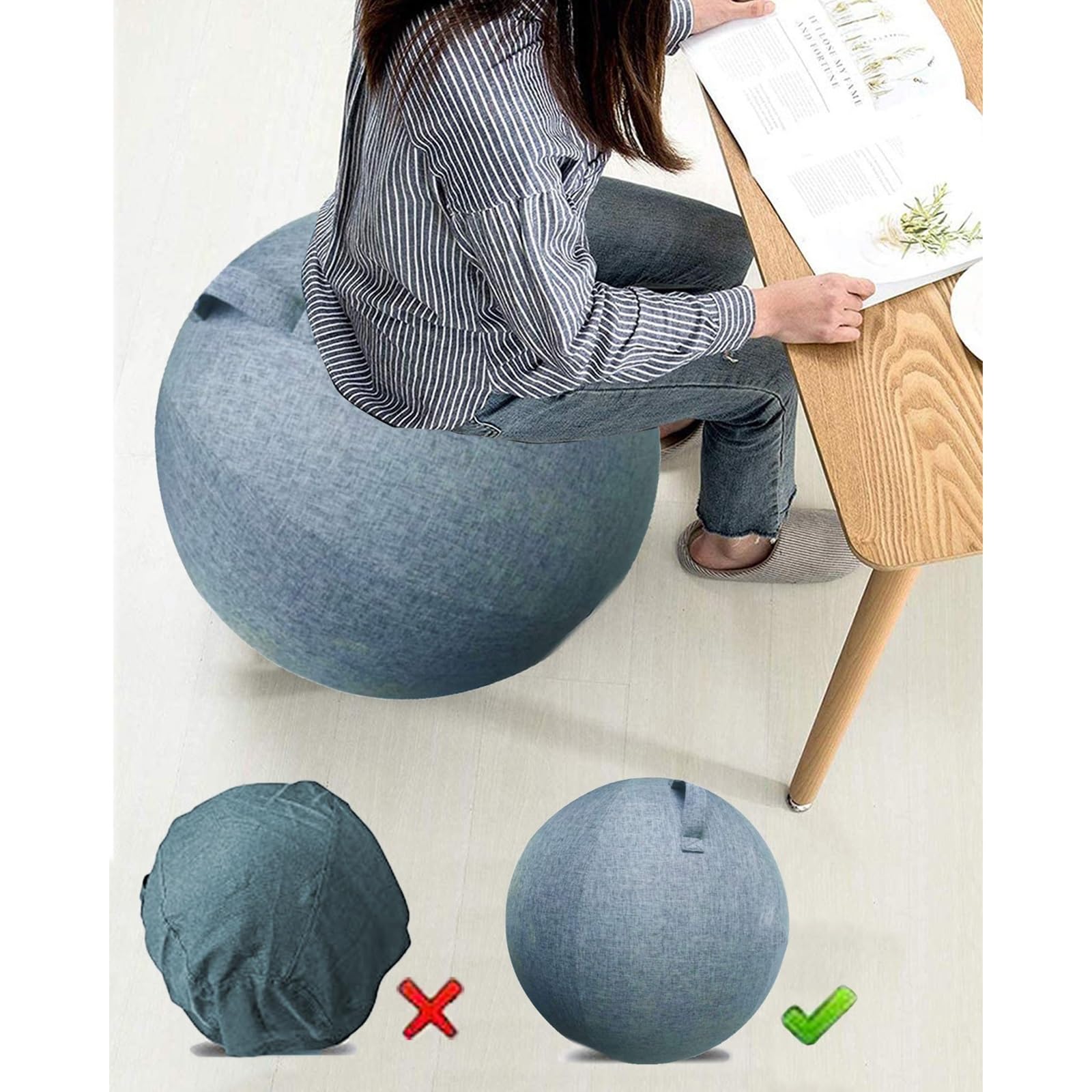 Balance Ball Cover Exercise Ball Cover Sitting Ball Cover Yoga Ball Accessories Sitting Ball Chair Protection for Fitness Yoga Ball Gym Training Foldable Lightweight(no Ball) ( Color : Gray , Size : 2