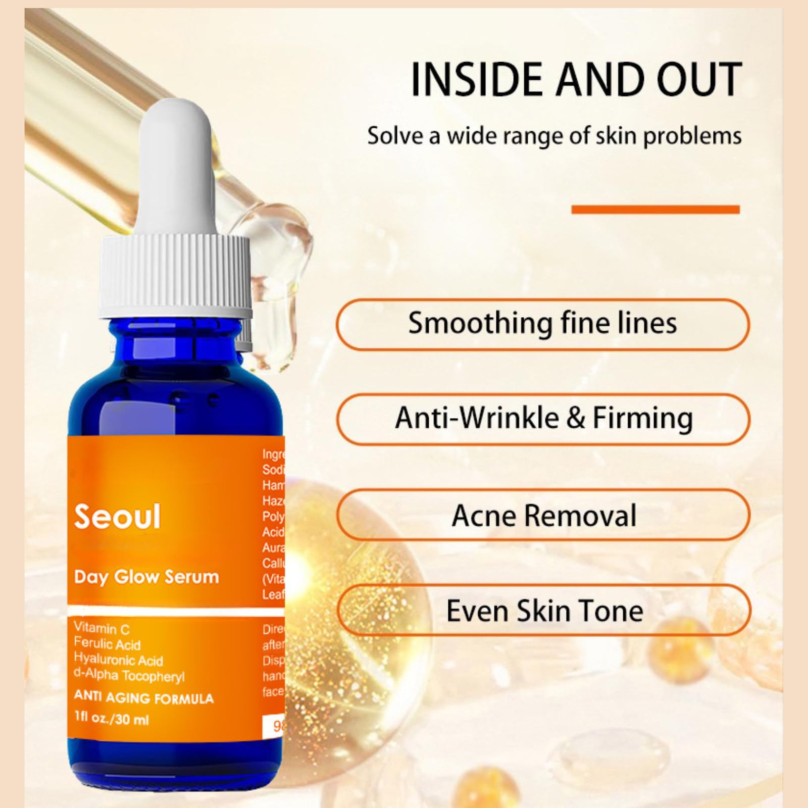 Korean Skin Care 20% Vitamin C Serum with Hyaluronic Acid & CE Ferulic Acid - Image 2