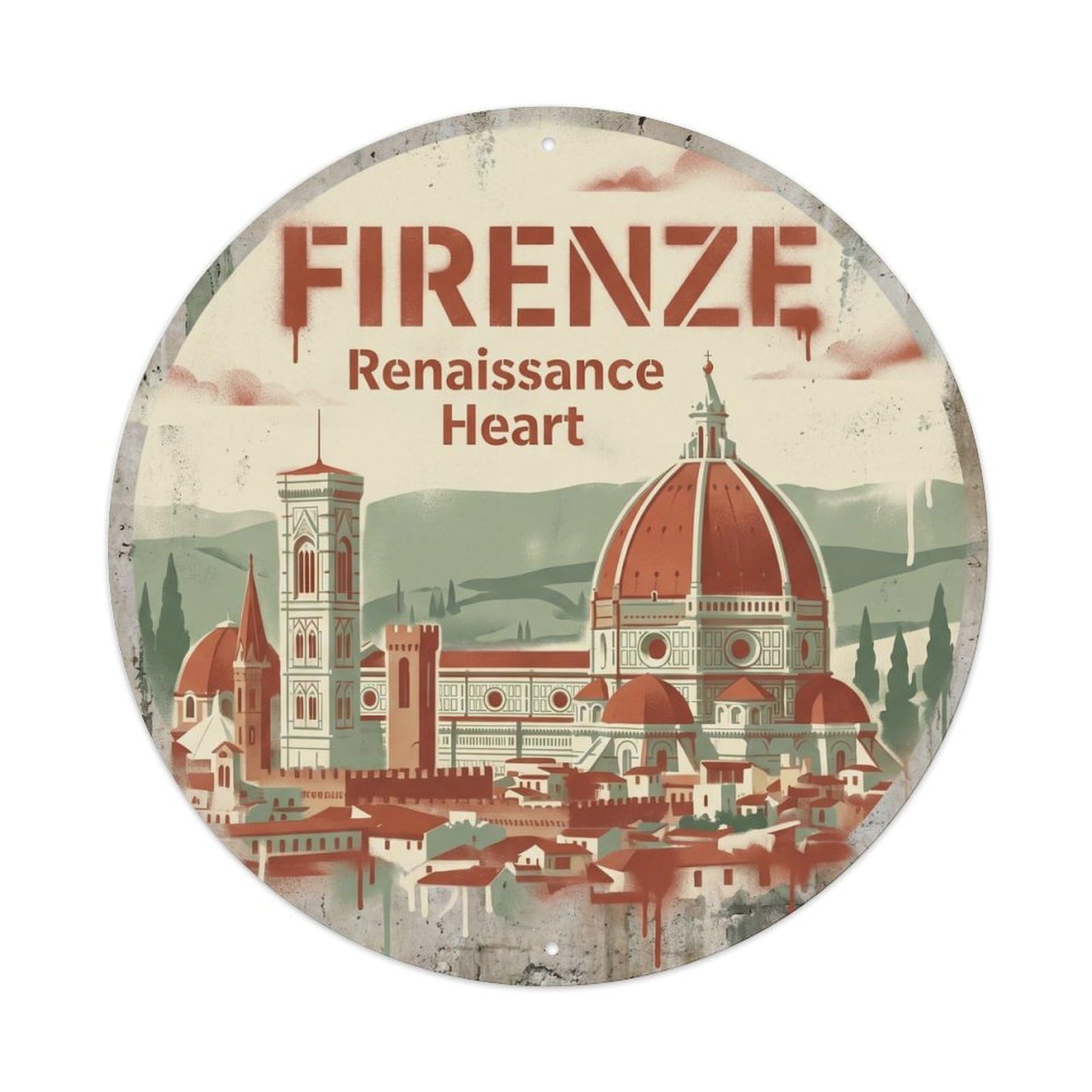 Fqnyr Style Vintage Travel Florence Cathedral Italy Metal Tin Sign