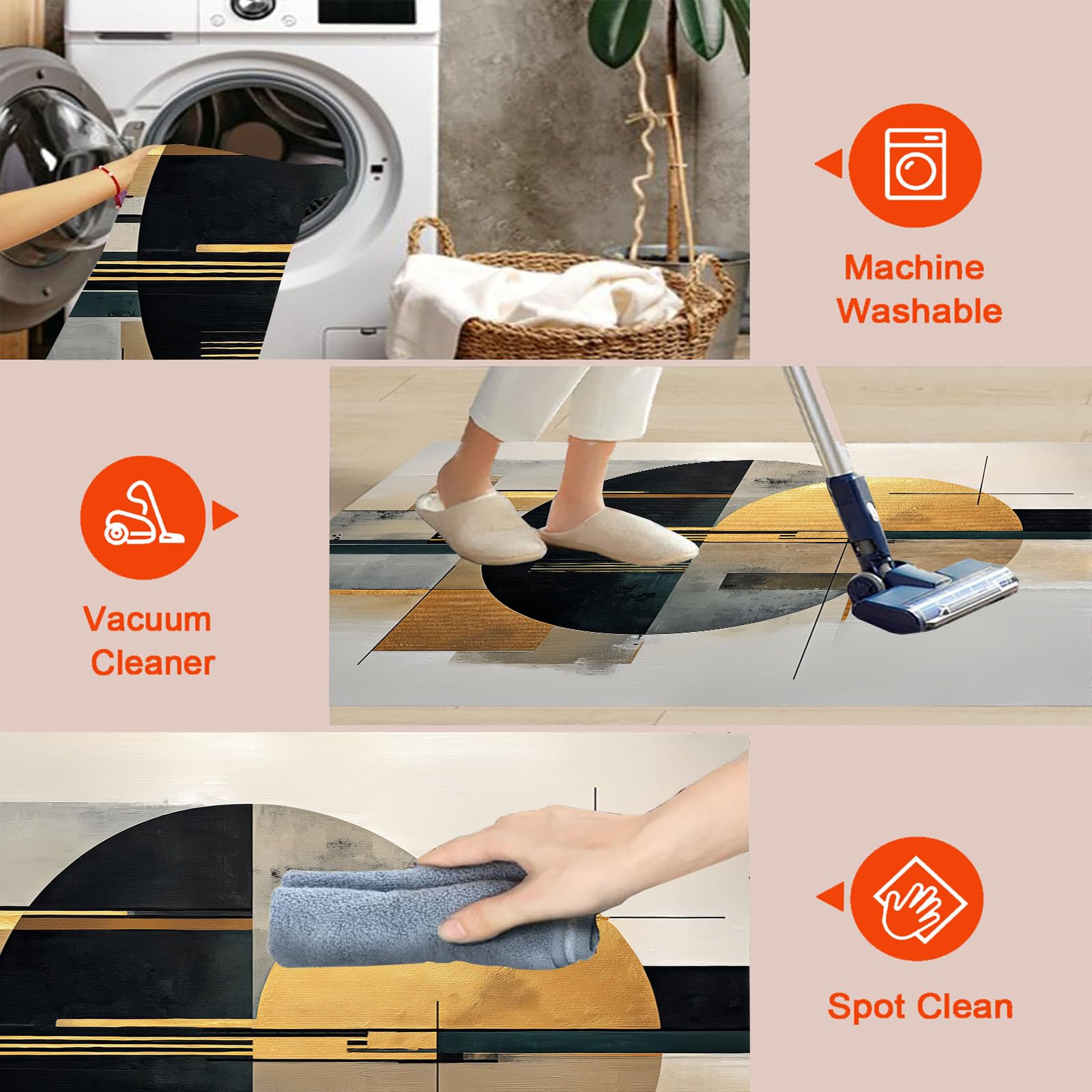 Tapis Rond Abstrait De Luxe Minimaliste Moderne 100cm