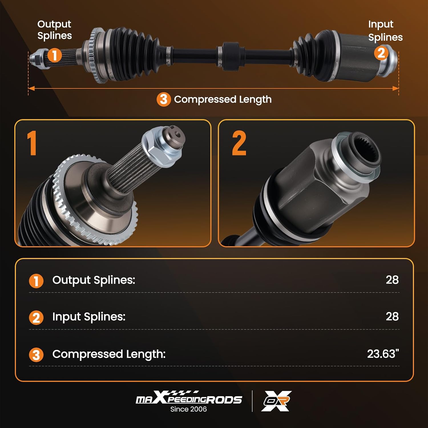 maXpeedingrods Front CV Axle Shaft Assembly Compatible with Ford Fusion 2006-2012, Lincoln MKZ 2012, Mazda 6 2003-2008, Mercury Milan 2006-2011, L4 2.3L 2.5L, Right Passenger Side, Replace# 66-8154