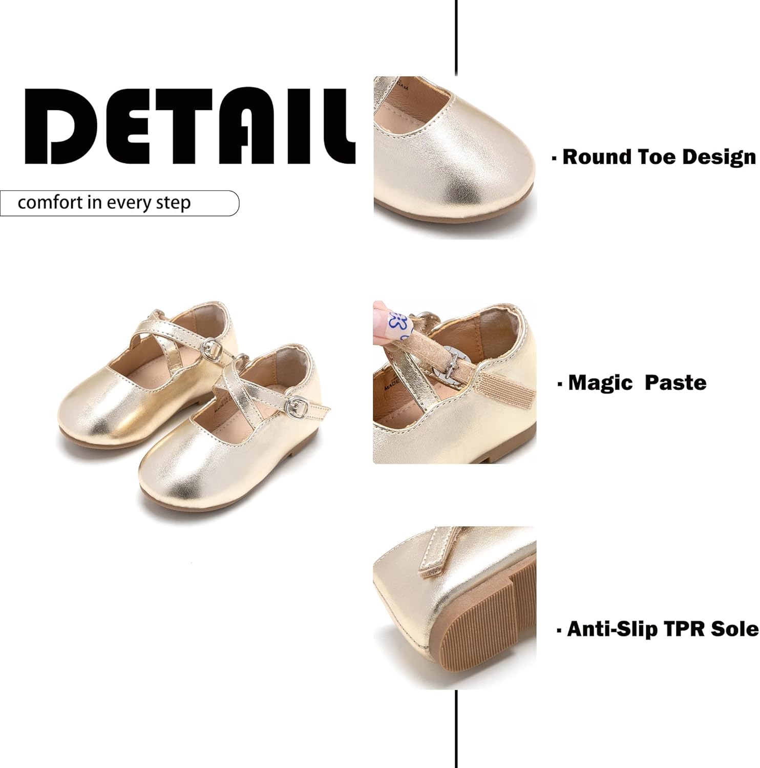 Flaryzone Toddler/Little Girls' Ballerina Flat Mary Jane Princess Dress Shoes - Wedding School Party - Image 4