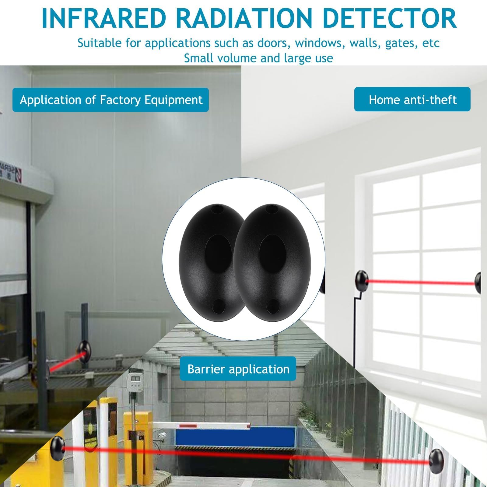 Par de Sensores de Fotocélula,Kit universal de fotocélula infrarroja 12 / 24v AC - DC, sensor de Seguridad con filtro solar,para automatización de puertas y garajes