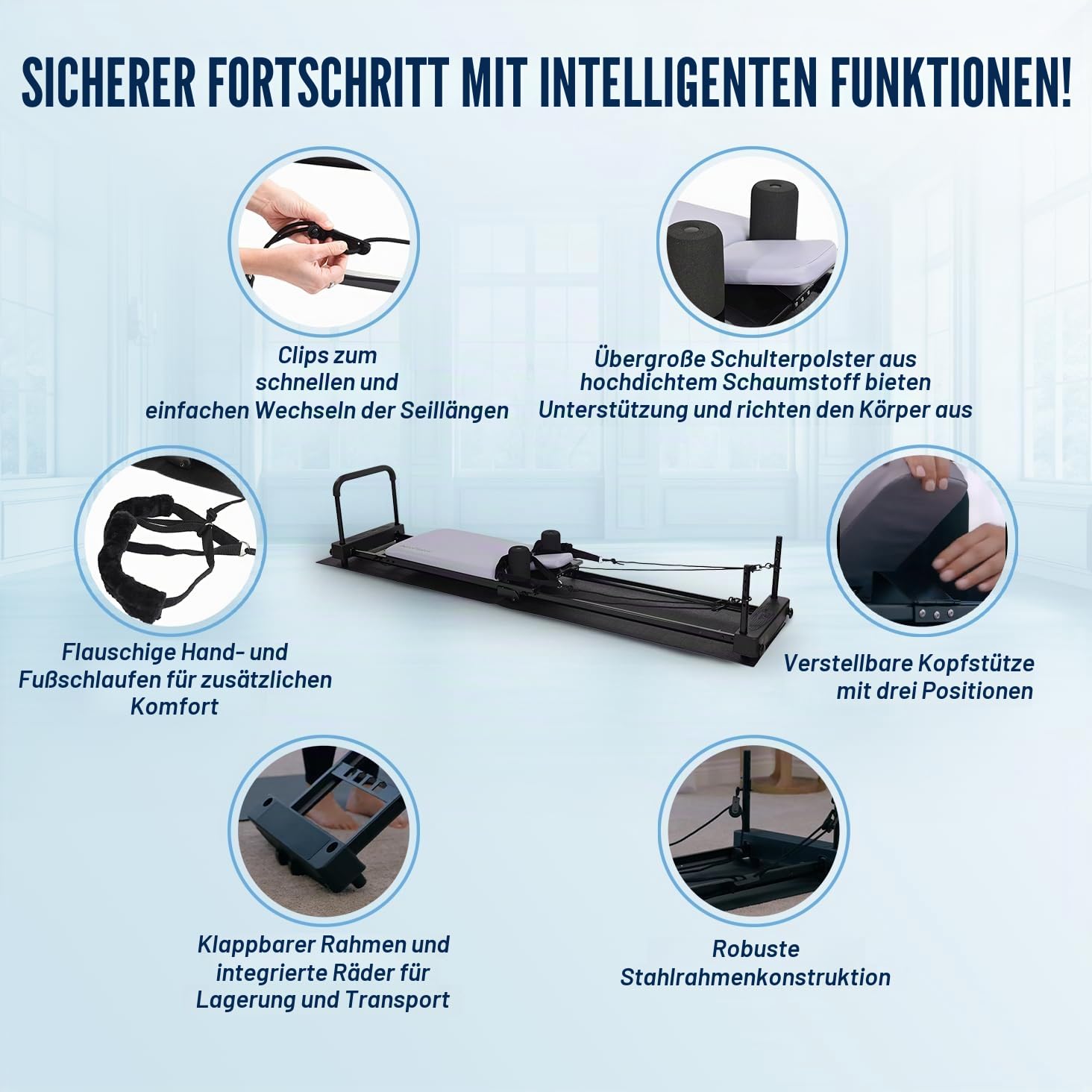 AeroPilates Reformer 4420 Plus Bodenmatte – Pilates Reformer Workout Machine für Home Gym – Cardio Fitness Rebounder – faltbar – 136 kg Gewichtskapazität