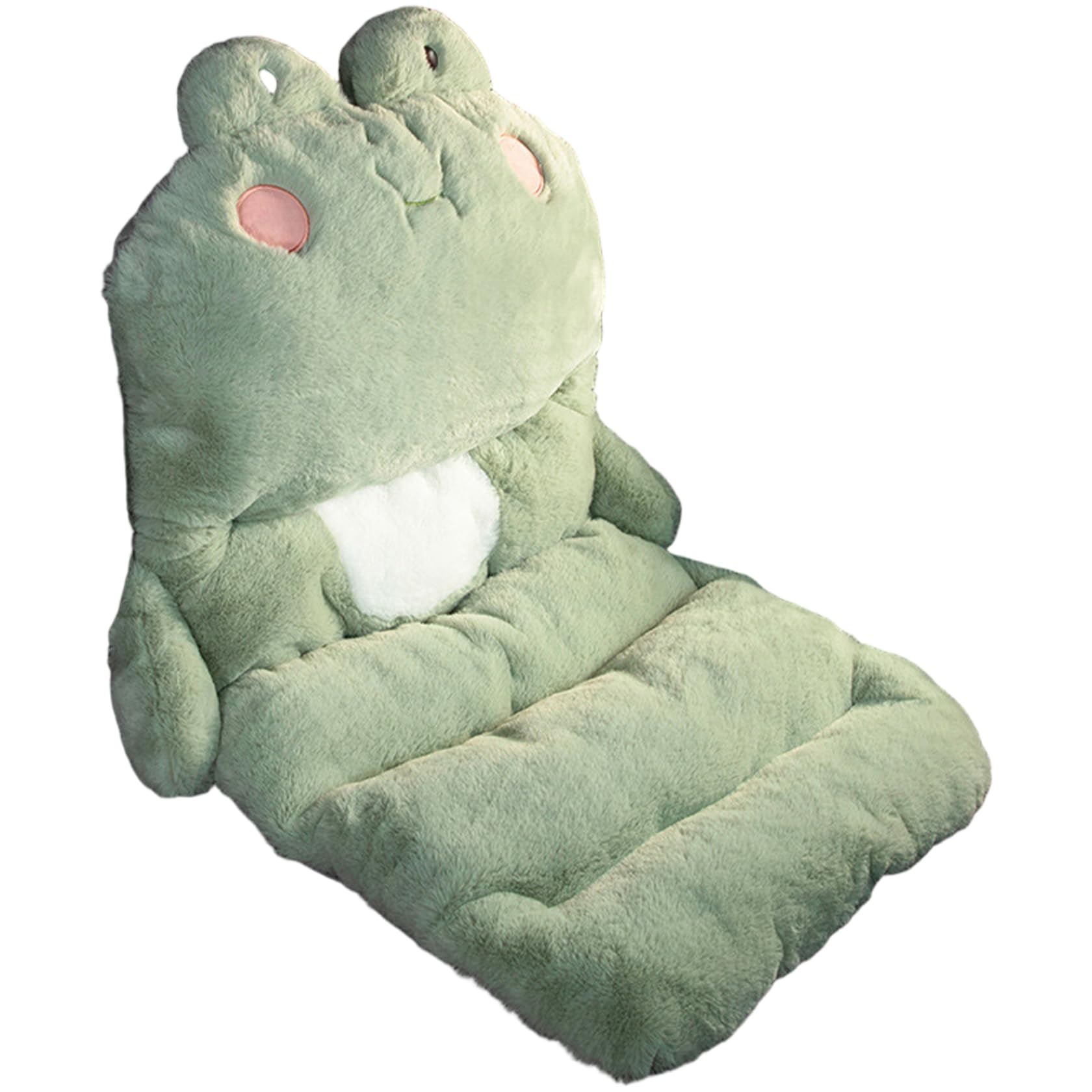 Coussin de siège mignon en forme de grenouille en peluche verte pour chaise de bureau