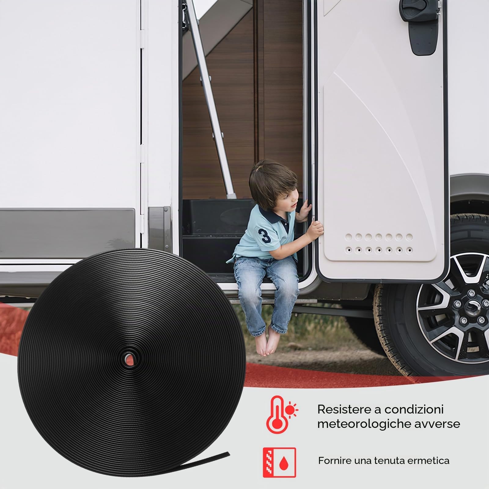 Guarnizione Copriviti in PVC Nero per Camper Striscia Modanatura Esterna Resistente alle Intemperie Facile da Tagliare Rotolo da 50 Piedi per Rivestimento Trailer E Finiture Camper