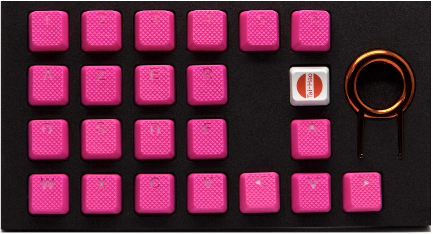 TAI-HAO Rubber Gaming Backlit Keycaps Set - 22 Keys Compatible with Cherry MX Switch Types Keyboard (Neon Pink)