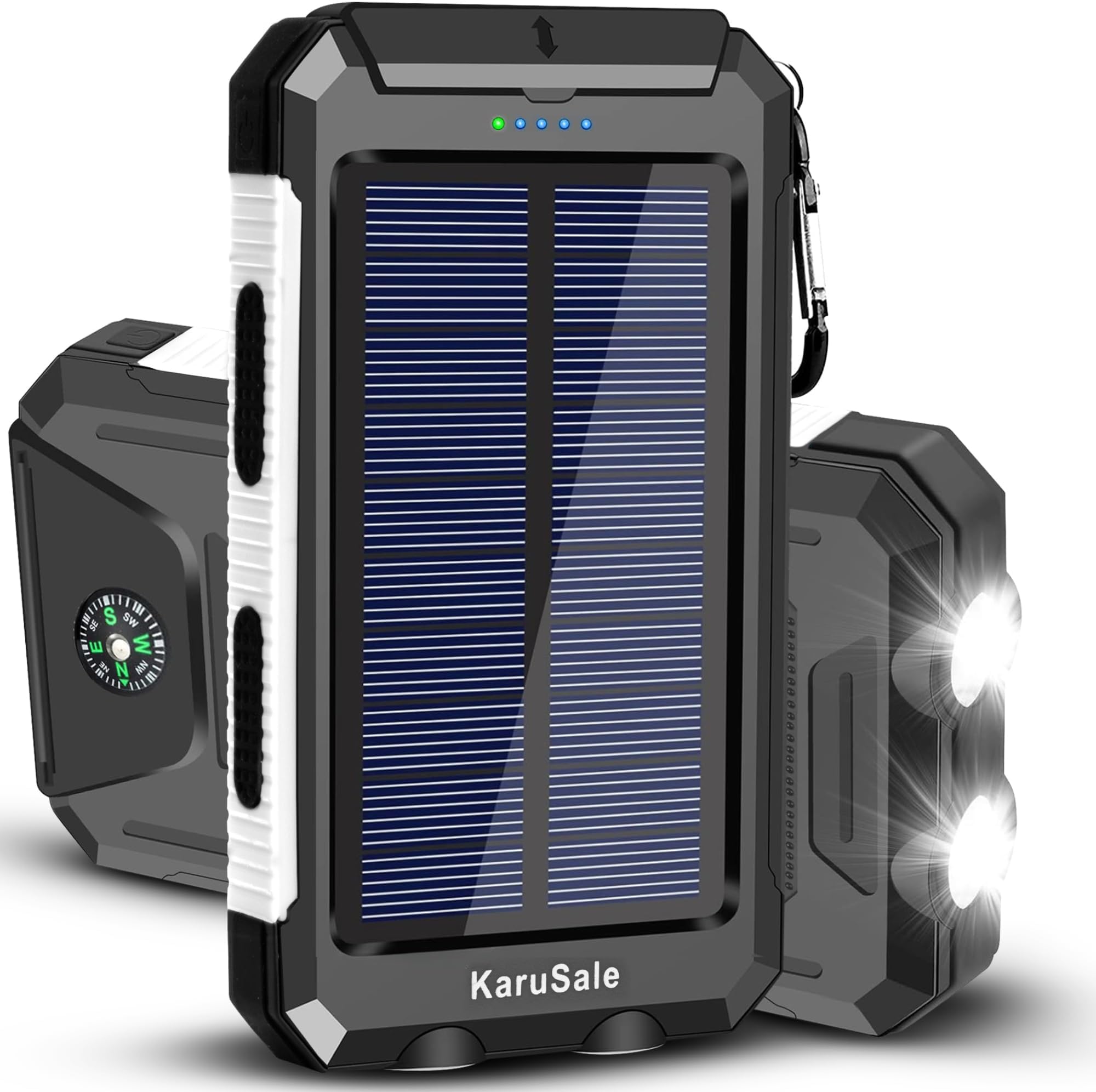 50000mah 2 LED 2 USB Battery Charger Waterproof Solar Power Bank (Black + White)