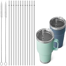 6 Pcs Clear Straws for YETI 25 oz, 26 oz, 35 oz, Simple Modern 24 oz, 30 oz Tumbler, Reusable Tritan Drinking Straws for Smoothies, Milkshake, 2 Straw Brush
