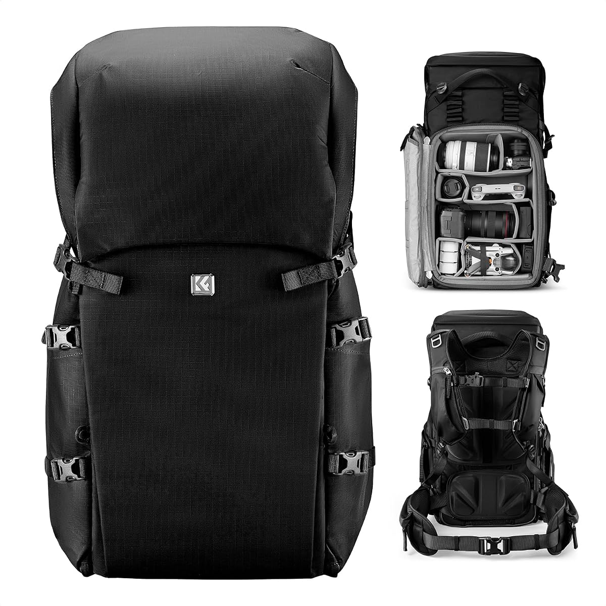 K&F CONCEPT Camera Backpack, 40L Large Capacity Camera Bag | Waterproof, Extra Large Photography Bag, Tripod Holder, Laptop Compartment, B16