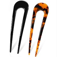 Vista 9 de Fsmiling Horquillas Francesas para el Cabello de Carey en Forma de U de 2 Puntas Palillos para el Cabello de Acetato Pin Chignon para Mujeres