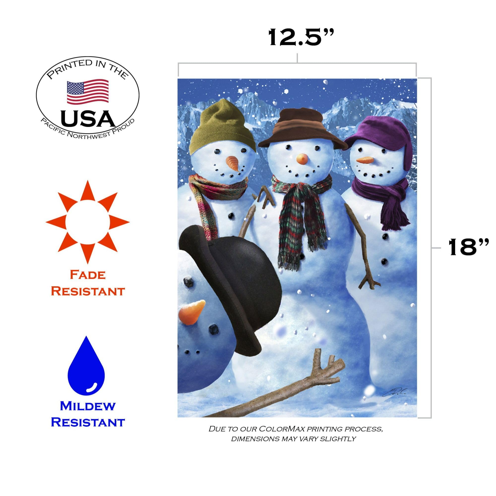 BlissYard Hello Winter Gartenflagge 30,5x45,7cm - Doppelseitig Mit Schneemann & Lebkuchenmann