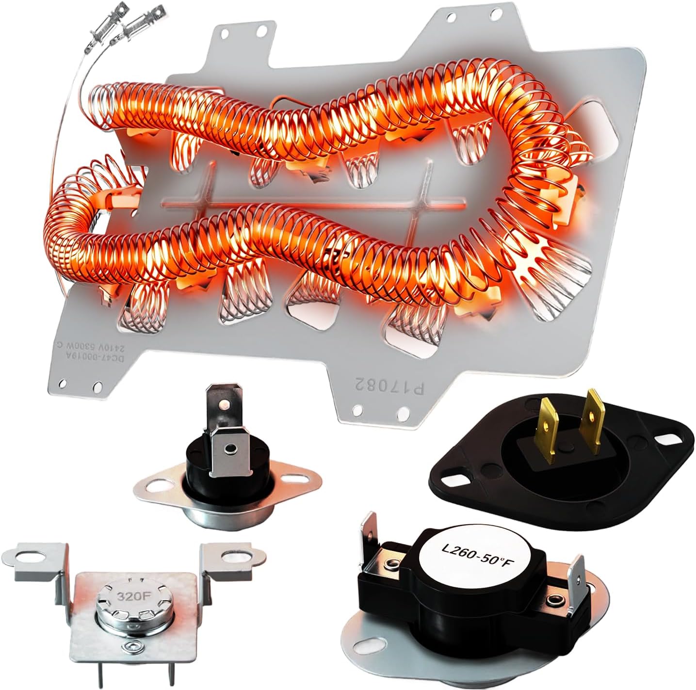 【5000  Cycle Life】DC47-00019A Heating Element for SAMSUNG Dryer DV42H5000EW/A3 DV45H7000EW/A2 DV40J3000EW/A2 DVE50R5400V/A3 DV42H5200EP/A3 DVE50R5200W/A3 DVE50M7450W/A3 3 DV210AEW/XAA by TOMOON