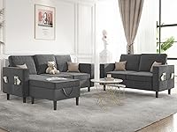 Vista 17 de Mjkone Juego de sofás de 3 piezas de 78 pulgadas de ancho para sala de estar, juegos de muebles seccionales en forma de L de 3 plazas, sofá y sofá