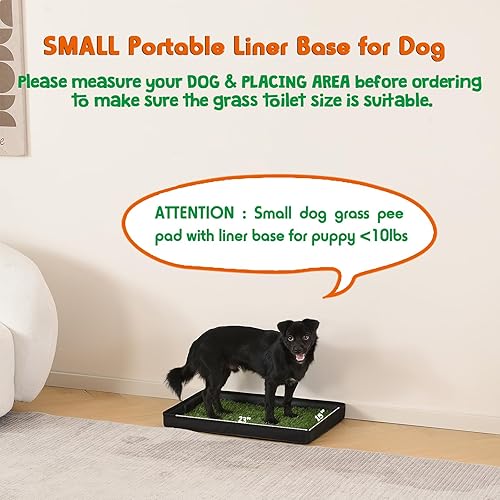 Miniatura 3 de Almohadilla de césped para perros con caja de arena plegable para perros, base de forro pequeña (23 x 15 pulgadas) para balcón, 2 almohadillas