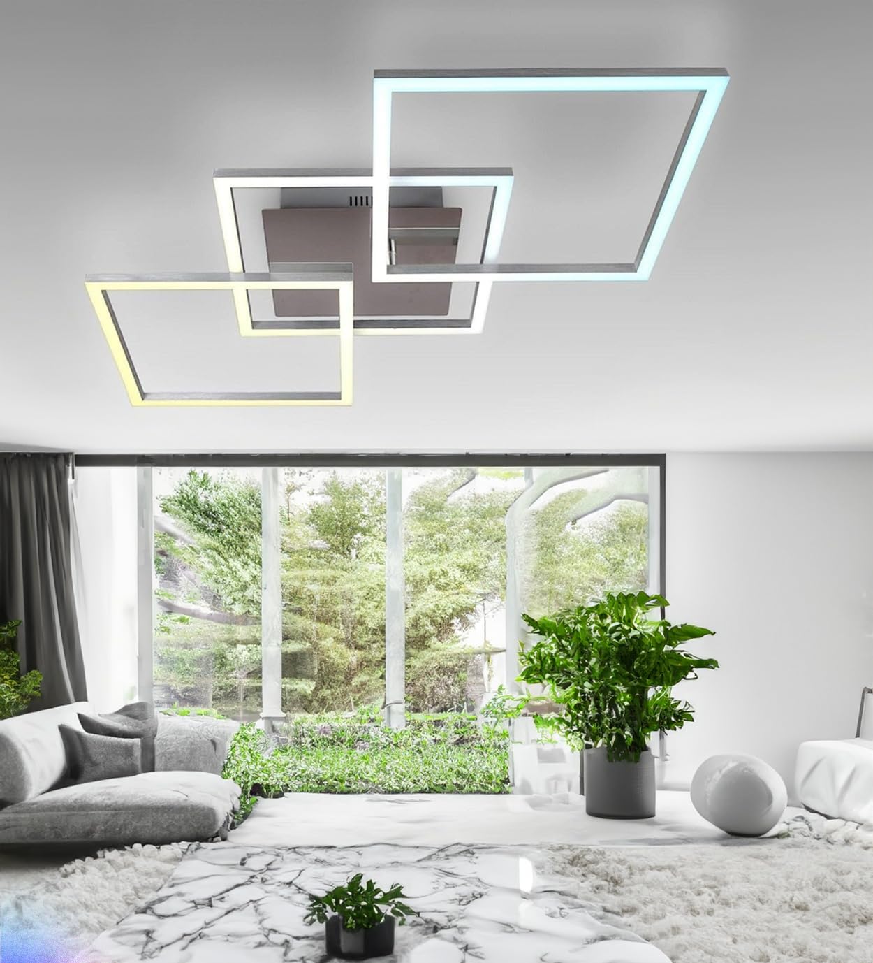 Arcadia Plafon Led Techo Moderno con Luz Cálida y Fría Regulable con Mando a Distancia y App - Lampara Dormitorio Salón Cocina Habitación Infantil Sala de Estar - 4500LM 82W 80 cm - Modelo Helios