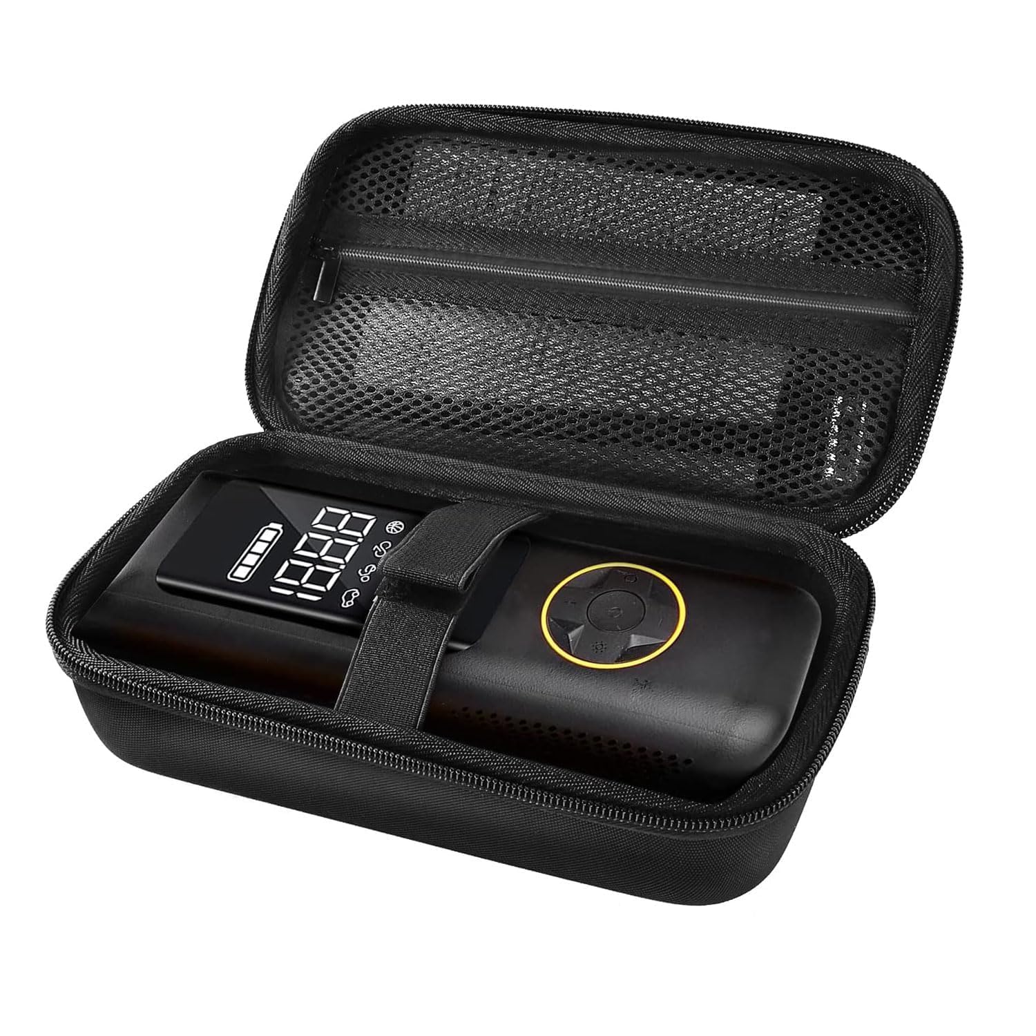 Handcuffs Tyre Inflater Pump Bag Compatible with Portronics Vayu Tyre Inflator | Compatible with AGARO Galaxy Cordless Tyre Inflator | Inflator Holder (Black)(Bag Only-Pump Not Included) (Black)-image-35