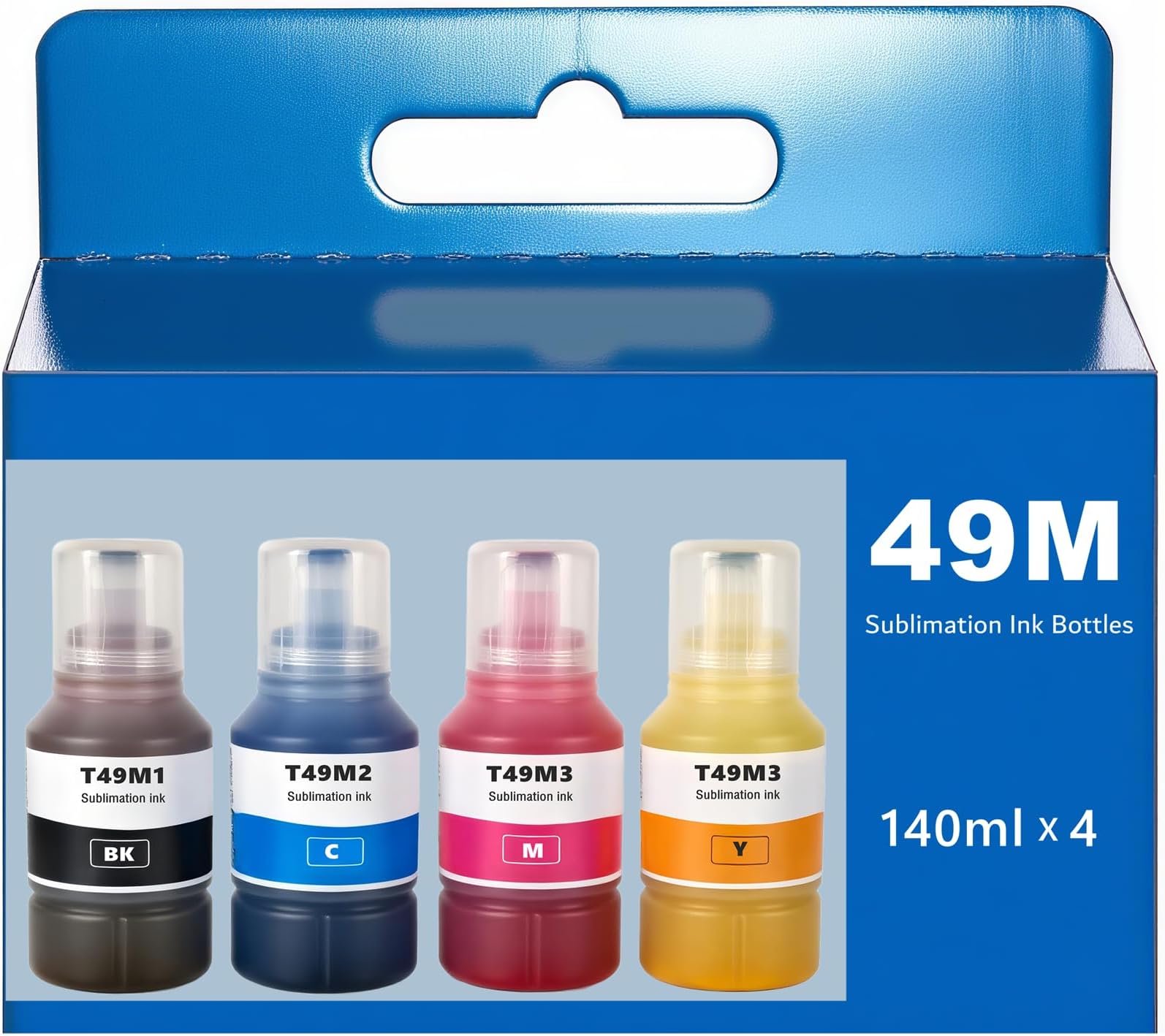 49m Sublimation Refill ink bottles Compatible with Epsn T49M1 T49M2 T49M3 T49M4 ink refill for Epso Surecolor F170 F570 SC F570 F170 Sublimation Printer-Black,Cyan,Magenta,Yellow-140ml-4 pack