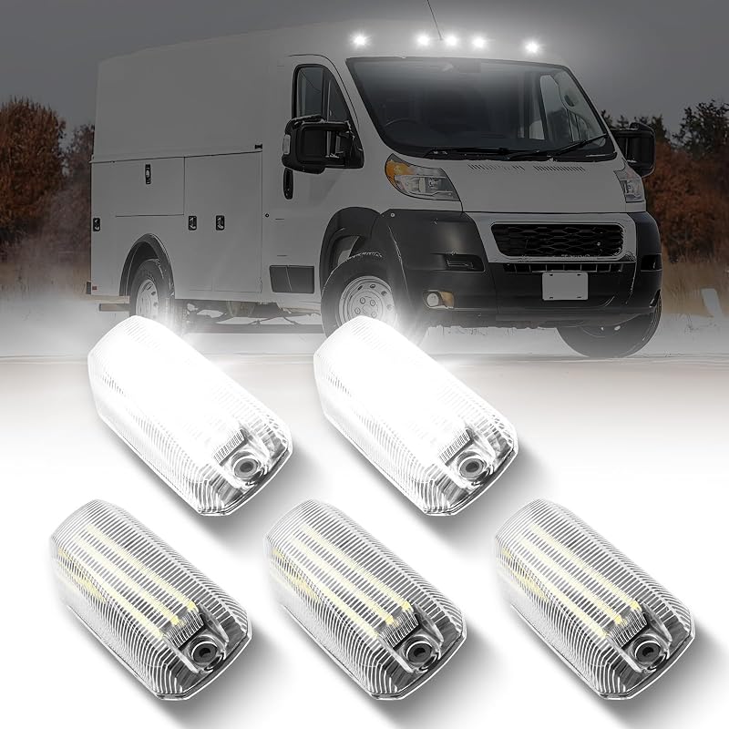 Luzes LED brancas de marcador superior do teto AUTOONE para Dodge Ram ProMaster 1500 2500 3500 2014–2023 – Kit com 5 unidades
