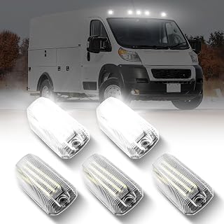 Upgraded White Cab Roof Top LED Marker Lights Kit Compatible With 2014-2023 Dodge Ram ProMaster 1500 2500 3500, Clearance Running Lamps & Three-Row LED Design, 5PCS