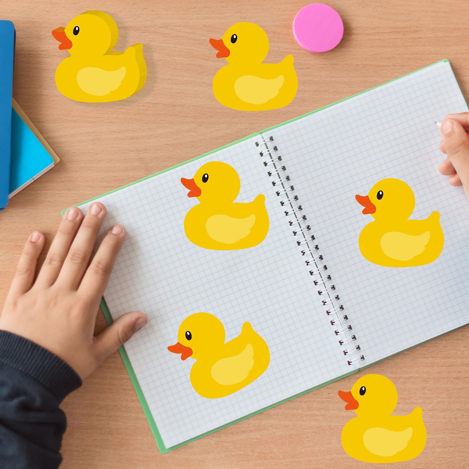 12 notas adhesivas de goma con forma de pato amarillo, bloc de notas extraíble para decoración de regreso a clases, hogar, aula, oficina, fiesta
