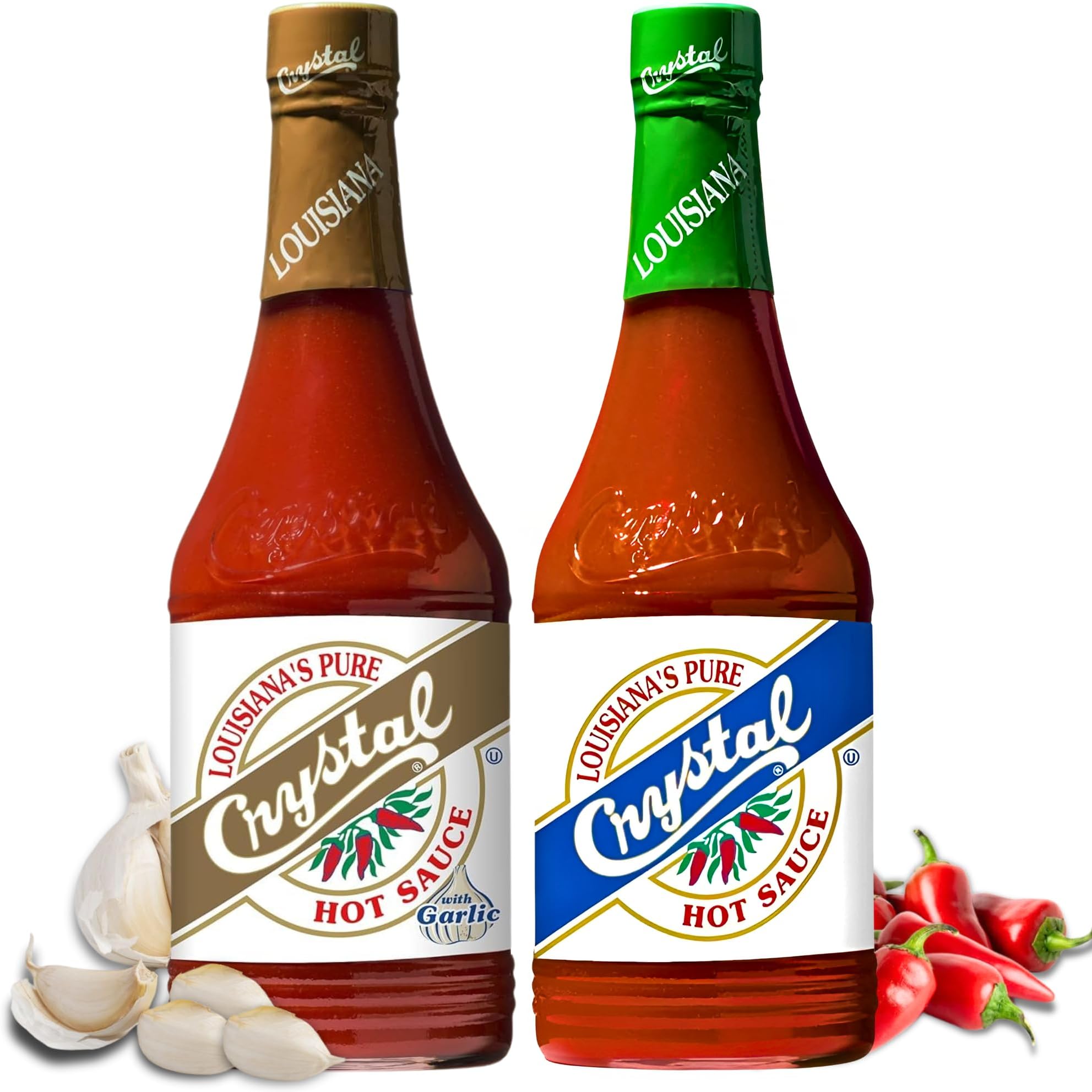 Sponsored Ad - Original and Garlic Hot Sauce 12oz (Combo) - Louisiana's Pure Hot Sauce, Classic Flavor - Low Fat - Low Sodium - Perfect for Spicing Up Sandwiches, Soups, Stews, Fries, Seafood and More (One of Each)