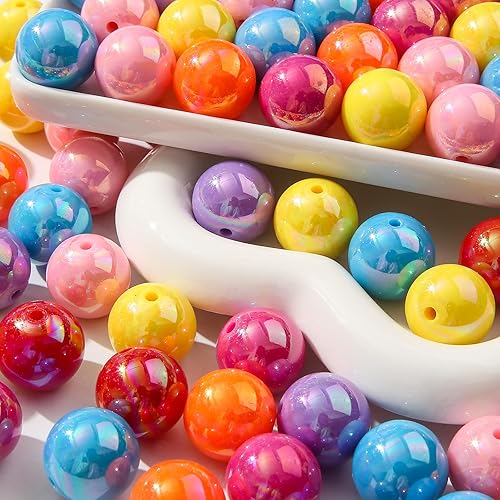 Miniatura 8 de ANCADN Cuentas gruesas de goma de mascar de 0.787 pulgadas (0.787 in), cuentas de color Navidad, cuentas acrílicas doradas y plateadas y blancas