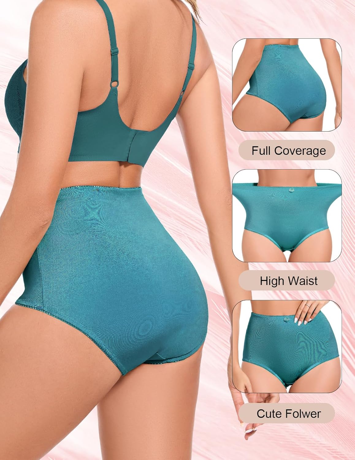 4Pack Women's High-Waist Light Tummy Control Girdle Panties Full Coverage Underwear Ladies Panties for Women - Image 3