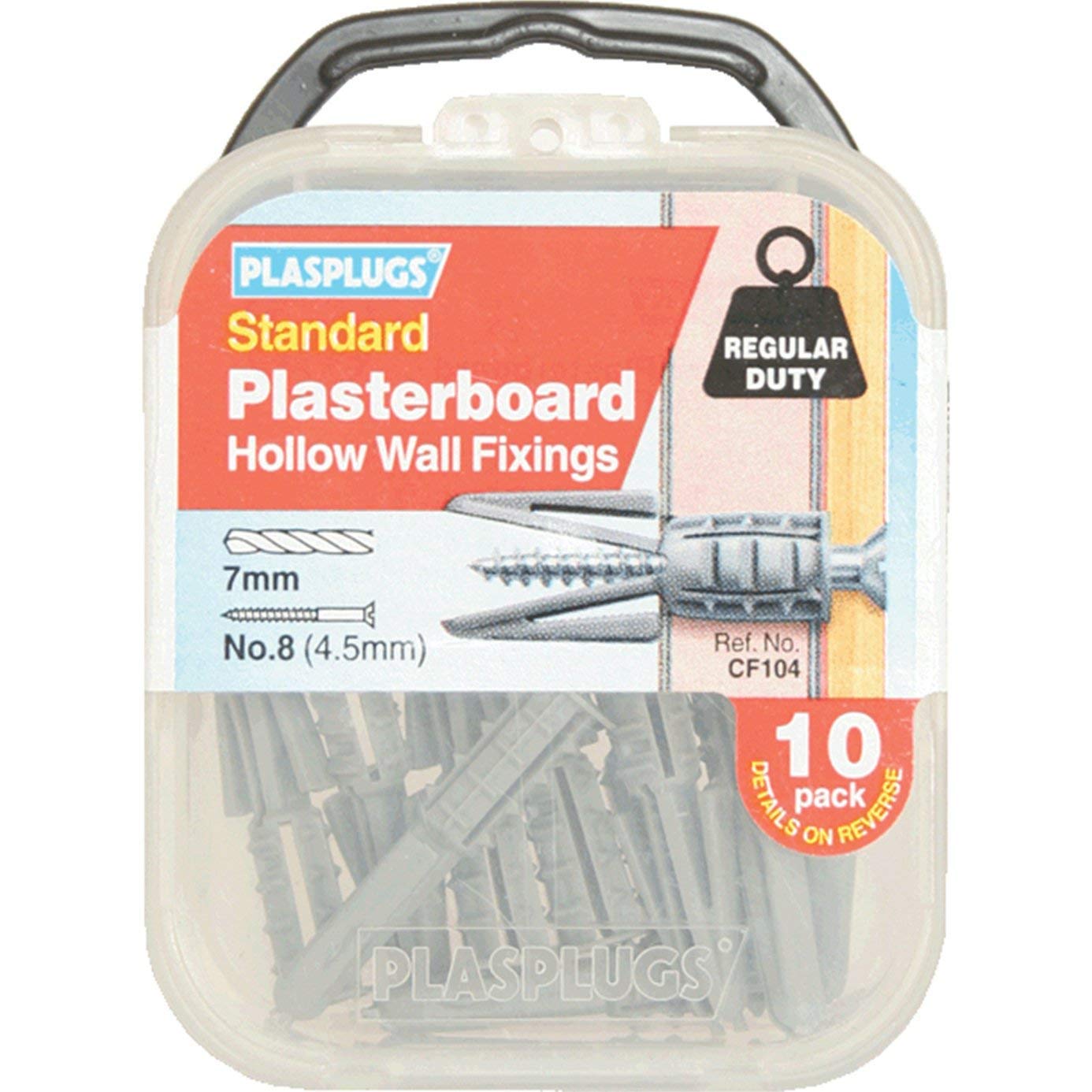 Plasplugs CF104 CF 104 Standard Plasterboard Fixings Pack of 10
