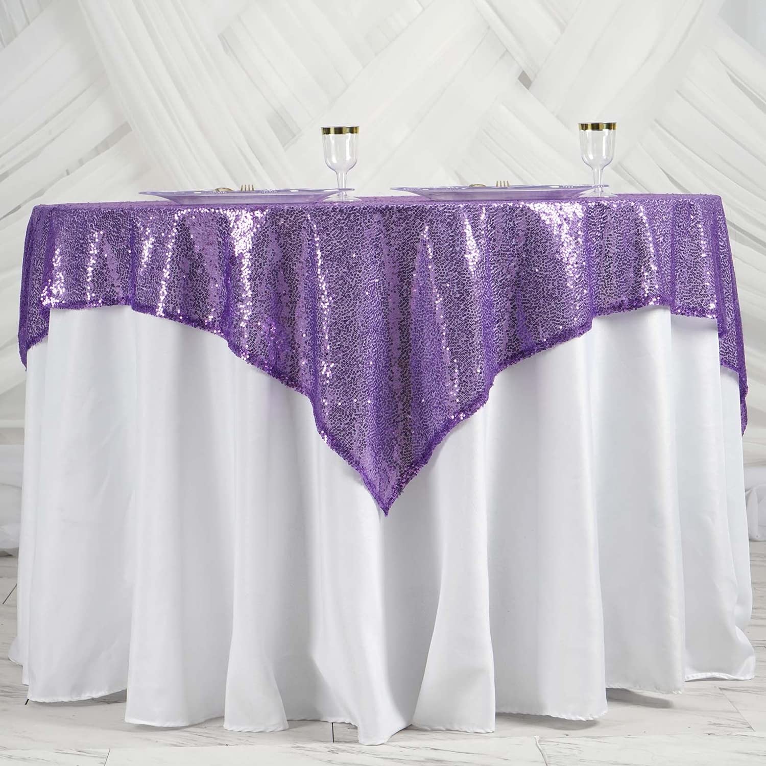 Nappe rectangulaire à paillettes violettes WedDecor lot de 10 pièces d'ornement pour table de fête