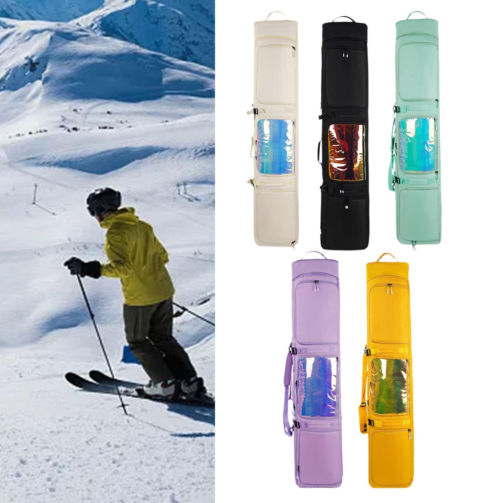 Bolsa de esquí con Ruedas y Correas para el Hombro para Snowboard, para Deportes Invierno, Equipo para Exteriores, Bolsa Almacenamiento para