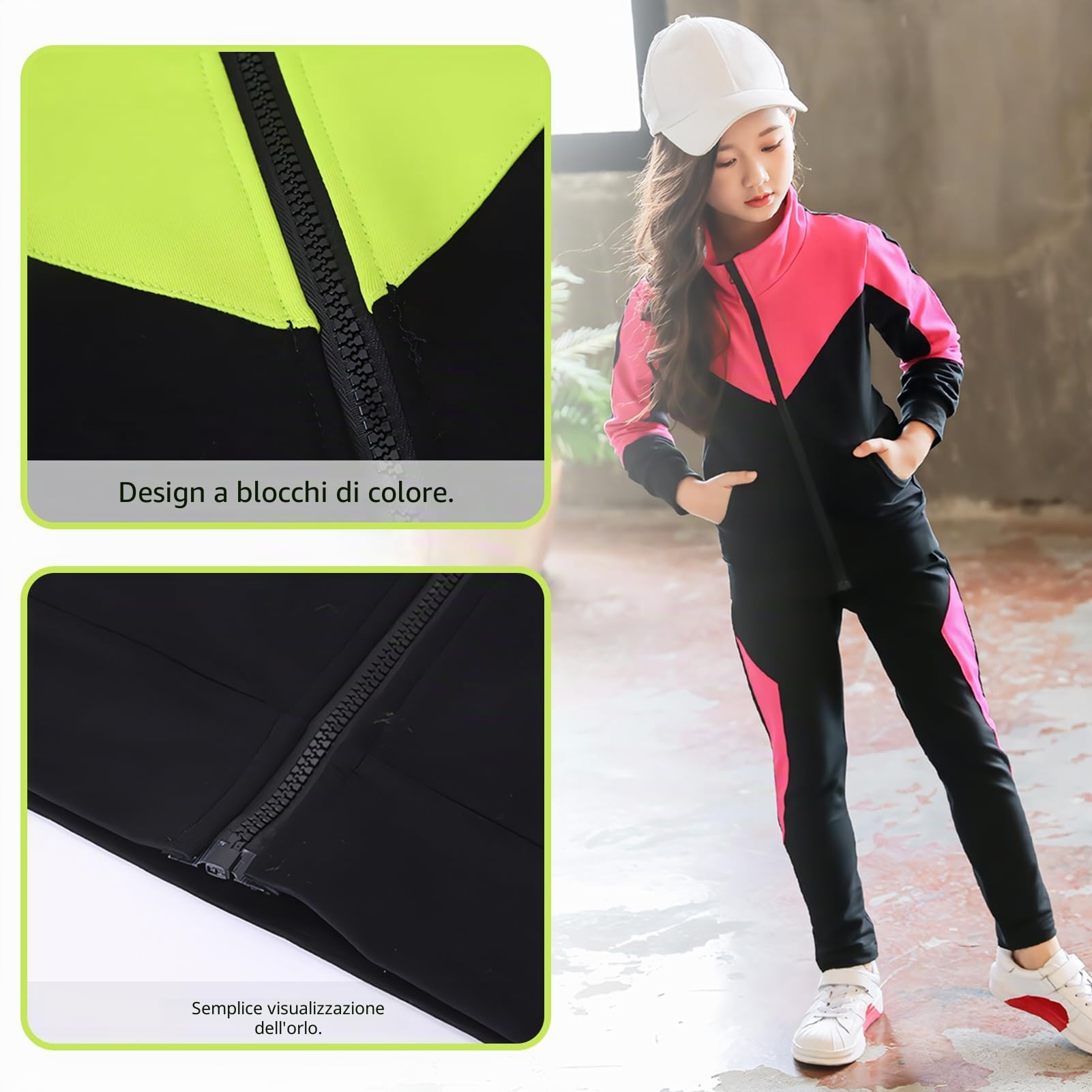 Ragazze Tuta da Jogging Bambini 2 pezzi Set Tuta Sportiva Giacca con Cappuccio+Pantalone Set di Abbigliamento