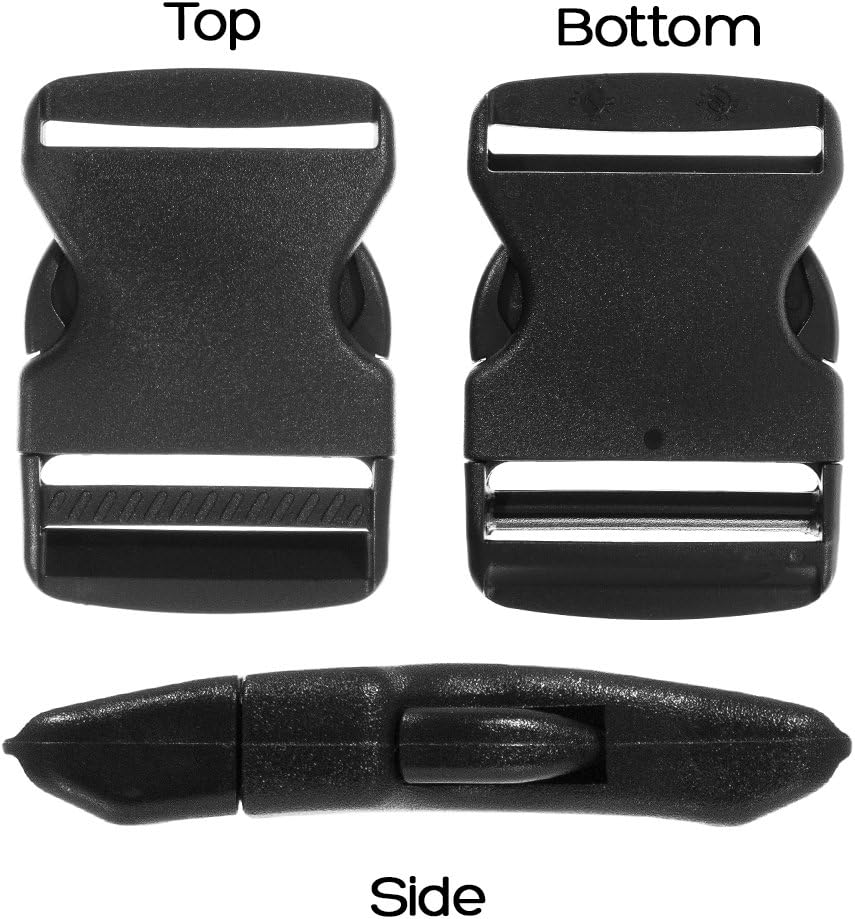 12 Pack, 2 Inch, Quick Side Release Plastic Buckles in Black