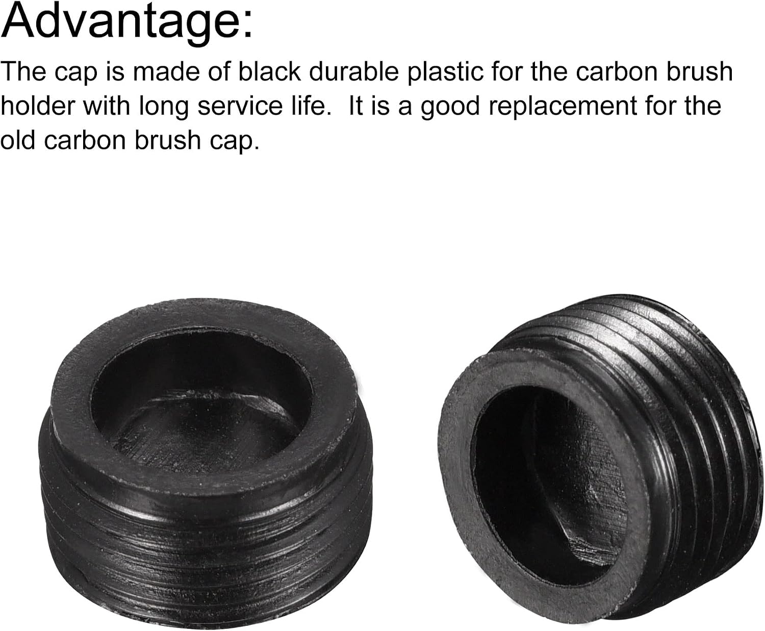MECCANIXITY Carbon Brush Holder Cap Motor Electric Brush Plastic Cover Thread Black 12mm OD 6.7mm Height, Pack of 2