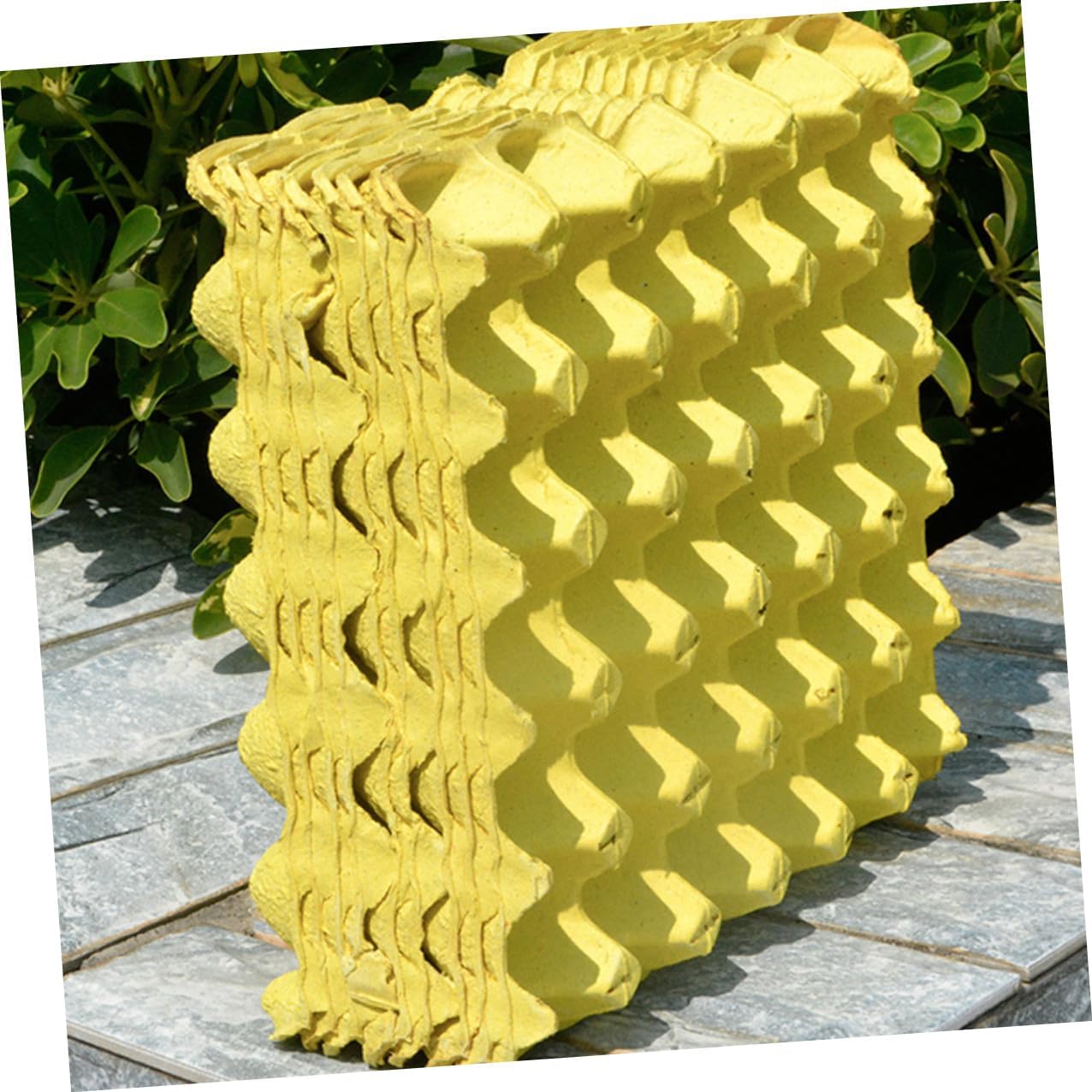 KICHOUSE 10pcs Yellow Egg Storage Trays Household Kitchen Egg Holders Paper Pulp Organizer Container for Refrigerator Holding Box
