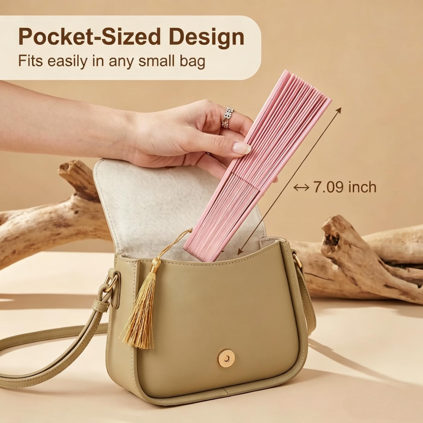 Hand Held Fan for Women Japanese Vintage Bamboo Silk Elegant for Dance Music Festival Wedding Church Decoration Party Pink
