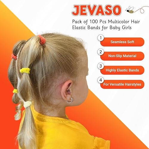 Miniatura 16 de Pack of 100 Pcs Multicolor Elastic Hair Bands for Baby Girl’s Thick Hair Elastic Ponytail Holders Non-Slip and Stretchy Hair Ties Small Seamless