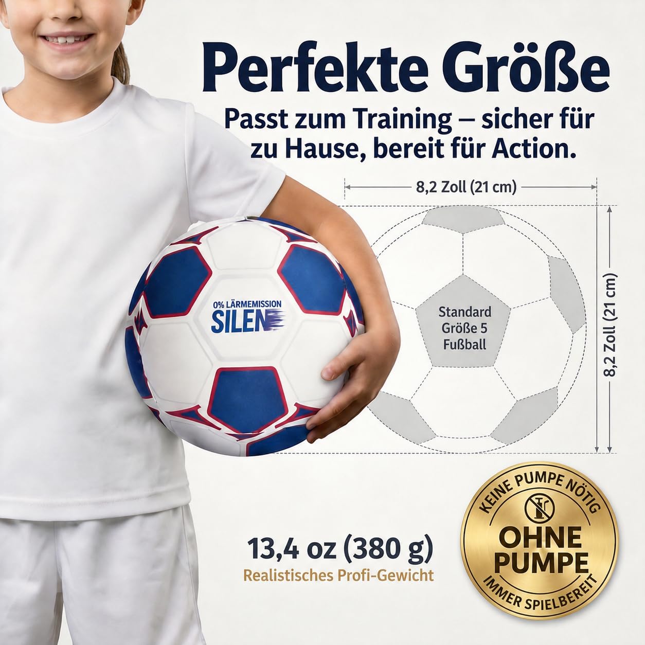 Indoor Football Training Ball Größe 5 - Der House Ball – Weicher Schaumfußball für Indoor-Training, Luftloser Indoor-Ball für Kinder und Erwachsene, Geschenk für Fußballfans Jungen 8–12 & Mädchen