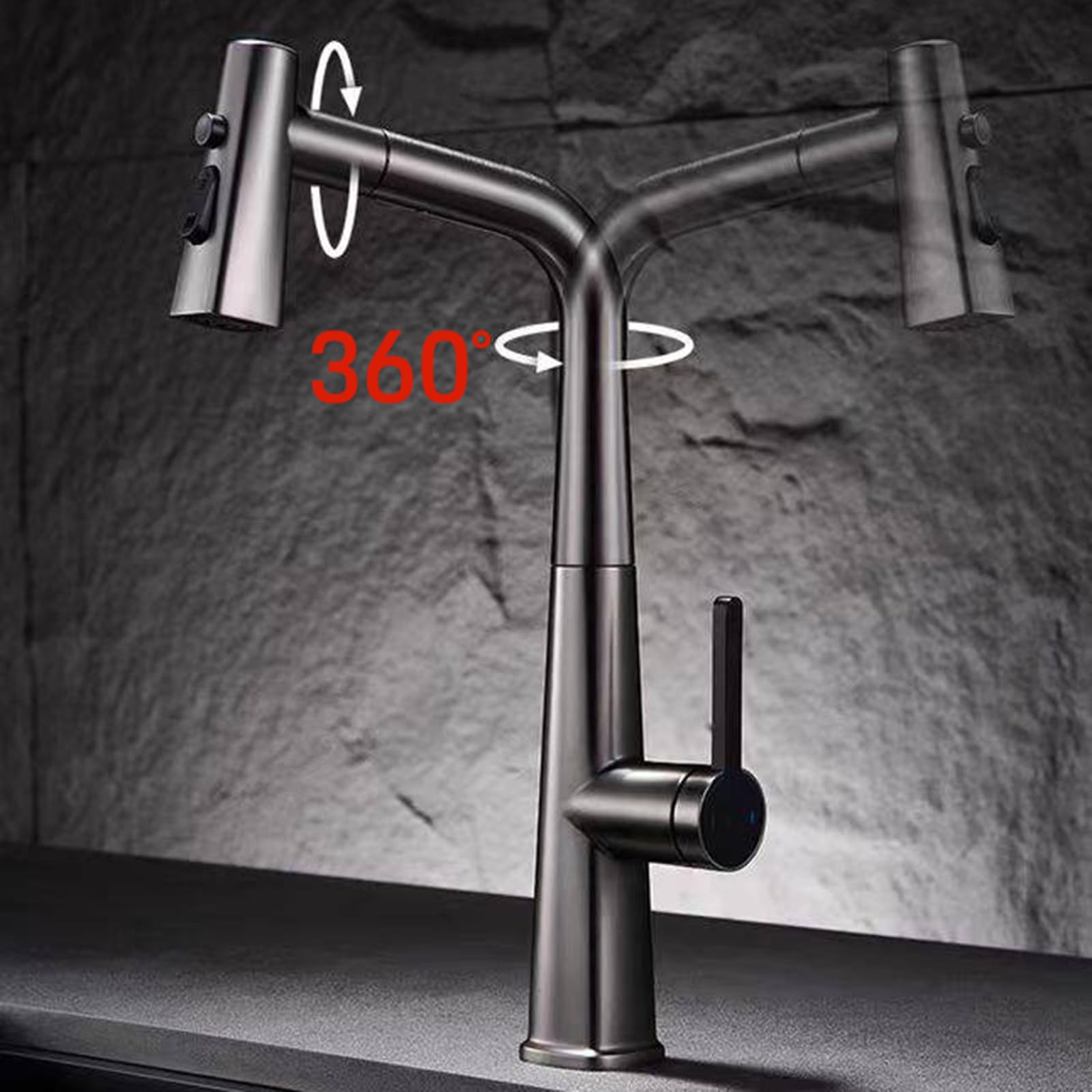 BiaoTeng Grifo Monomando Cocina Filtro Extraible 3 Salidas Giratorio 360 Grados agua Fría y Caliente Grifo Cocina Extraible Laton Gris