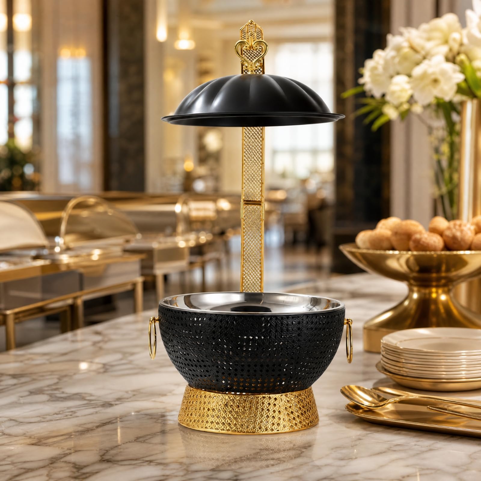 Chafing Dish Acero Inoxidable Calefacción por Fuente Térmica Buffet Elegante para Restaurantes, Bodas Al Libre, Estilo B