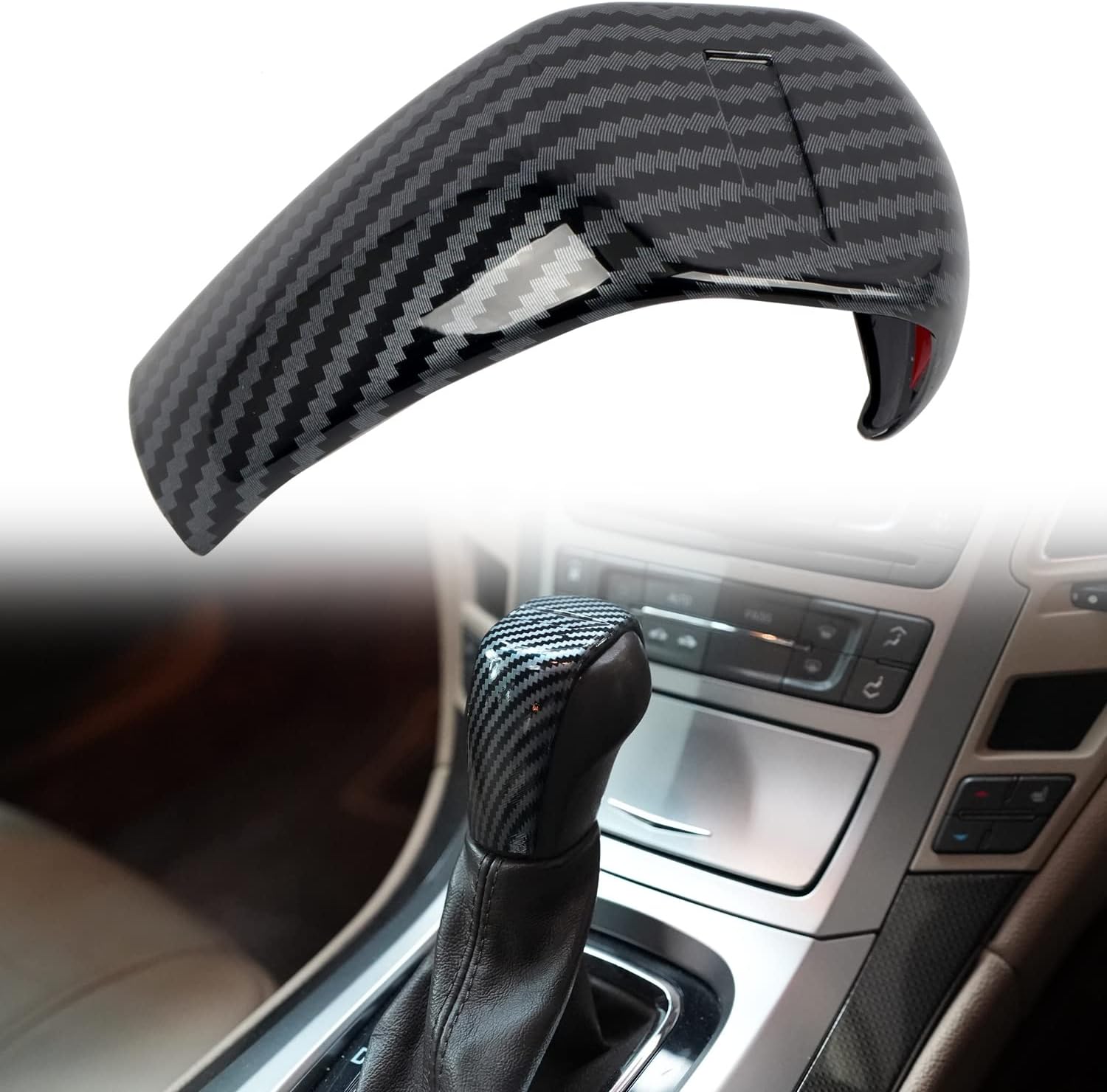 for Cadillac CTS 2008-2013 Carbon Fiber Black Gear Shift Knob Shifter Cover Trim 1pcs Car Accessories