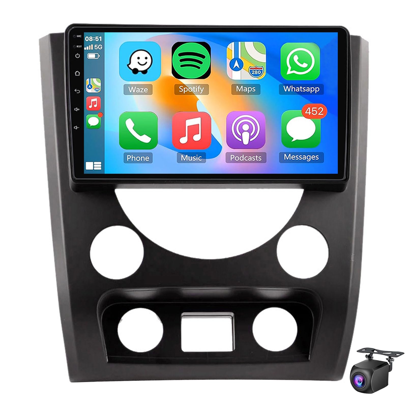 9 Inch Android 15 Car Stereo SsangYong Rexton W 2014-2016 With Wireless CarPlay Android Auto Touch Screen Radio With Mirror Link 1080P EQ FM RDS WiFi SWC Bluetooth AHD Backup Camera(Size:8Core 8+256G)