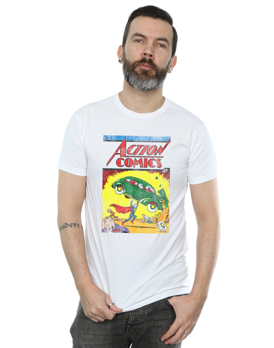 DC Comics Men's Superman Action Comics Issue 1 Cover T-Shirt White XXX-Large