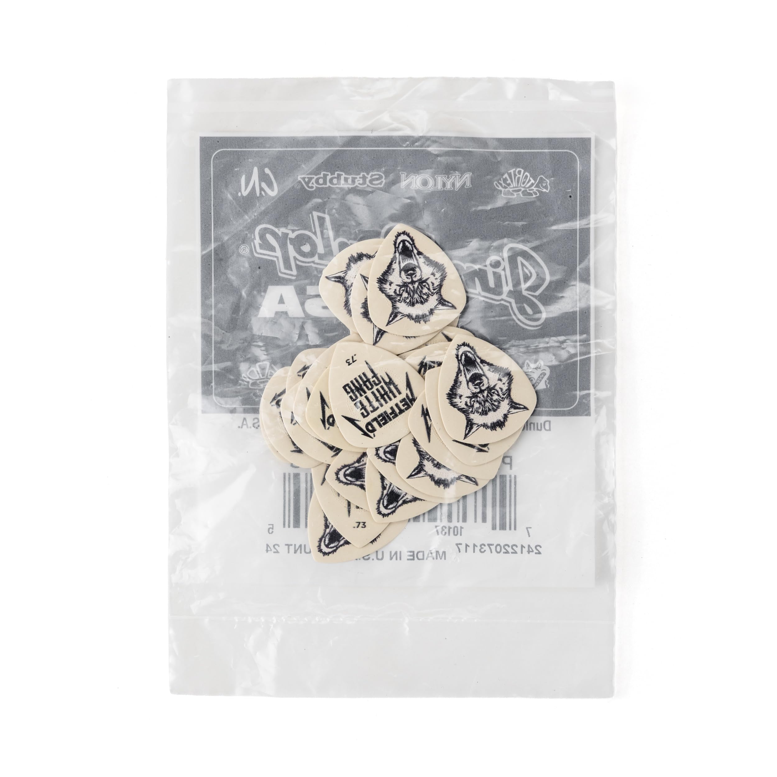 JIM DUNLOP Plektrum Ultex Hetfield's White Fang 0,73 mm 24 sztuki, biały