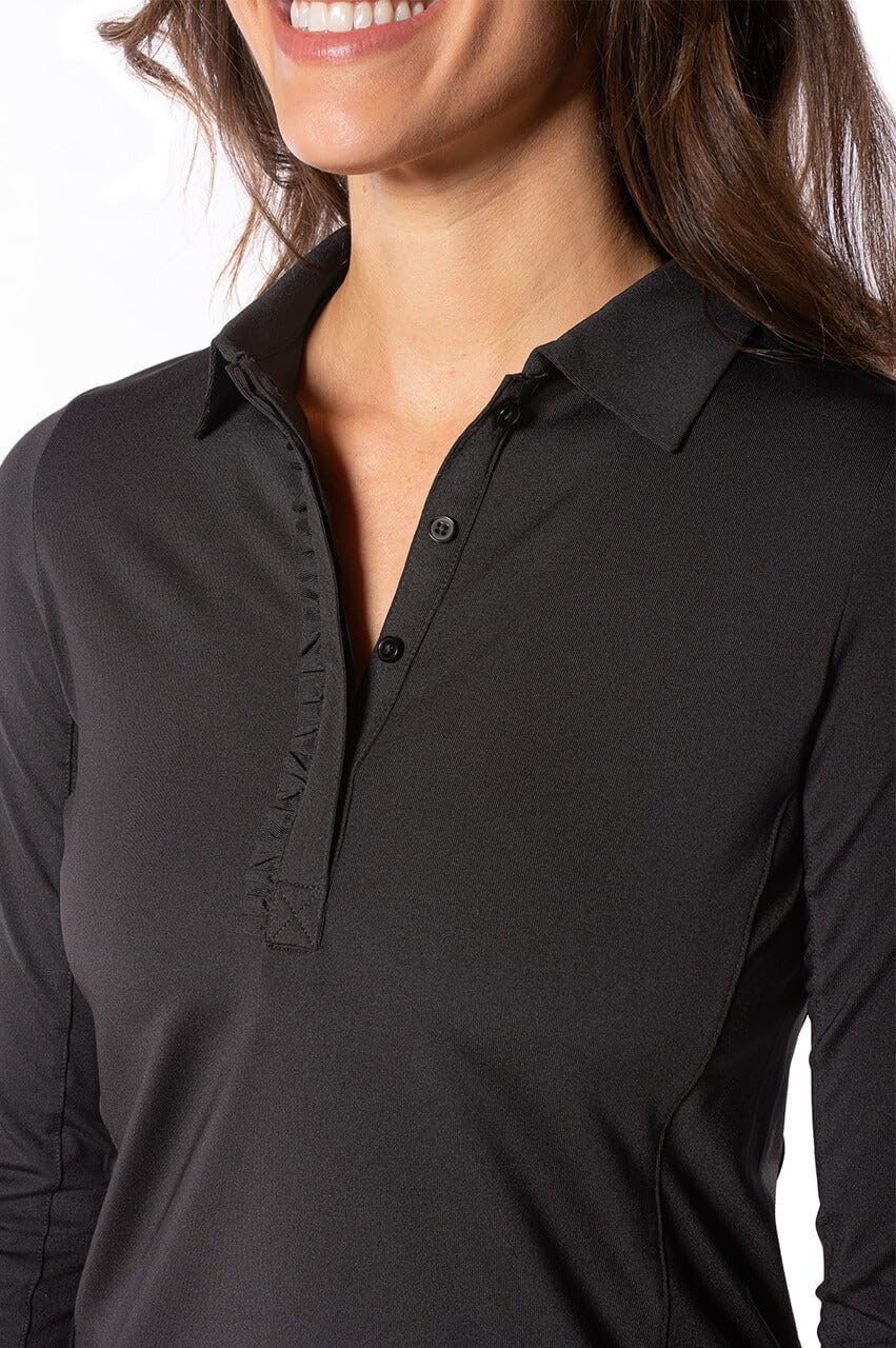 GOLFTINI Long Sleeve Ruffle Tech Polo