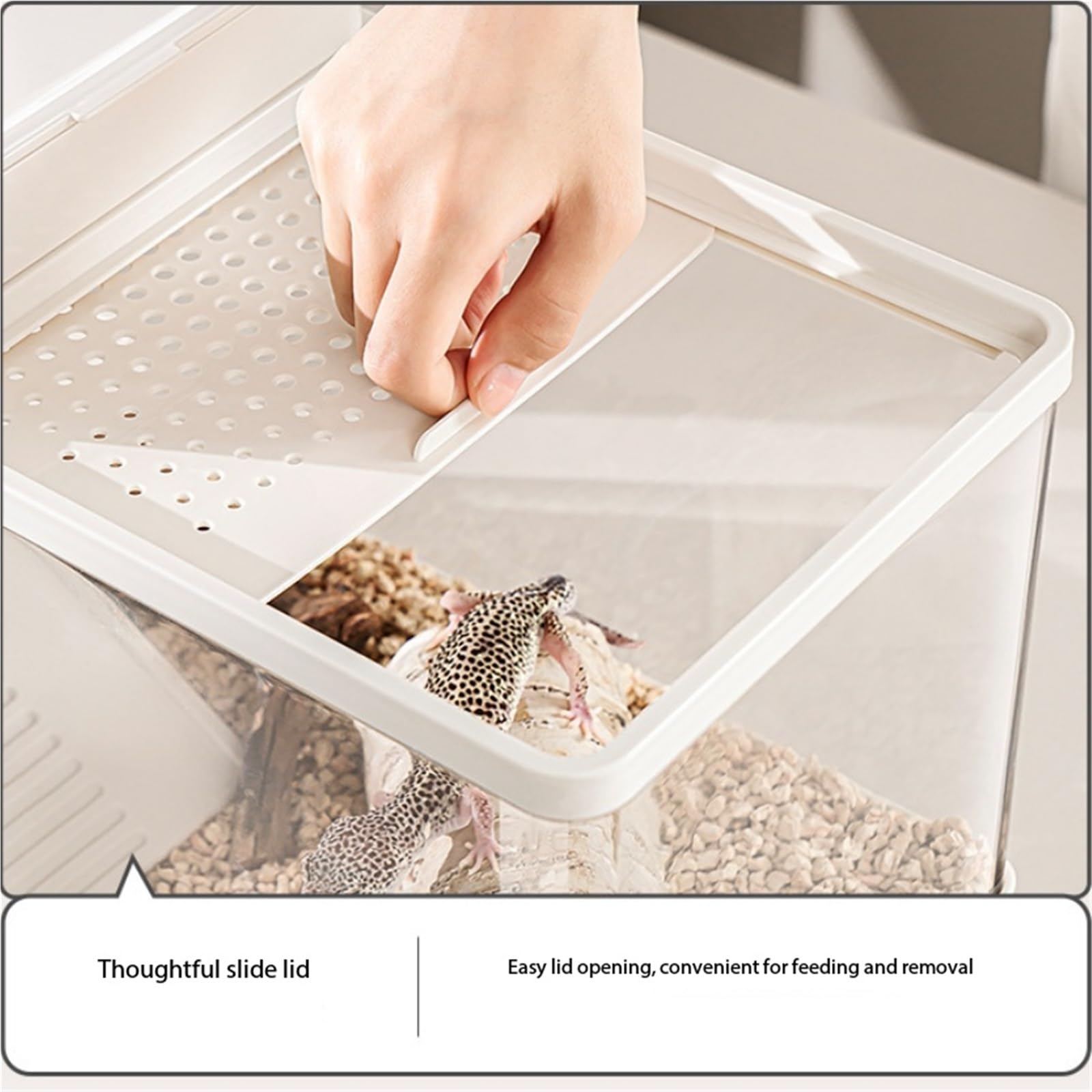 Siedlisko terrarium Zbiornik do karmienia żółwi użytku domowego zakryty drenażem z dołu platformy wspinaczkowej Terrarium akwariowe(Milk Yellow)