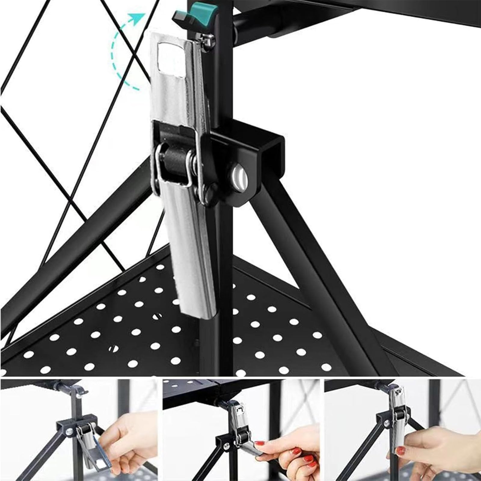 5-Niveaux Étagère de Stockage Pliable en Métal avec Roues, 28,15" W x 15,55" D x 62,60" H, Capacité de Chargement de 950 lbs, Etagère de L'assemblage sans Service(Blanc, 5-Niveaux)