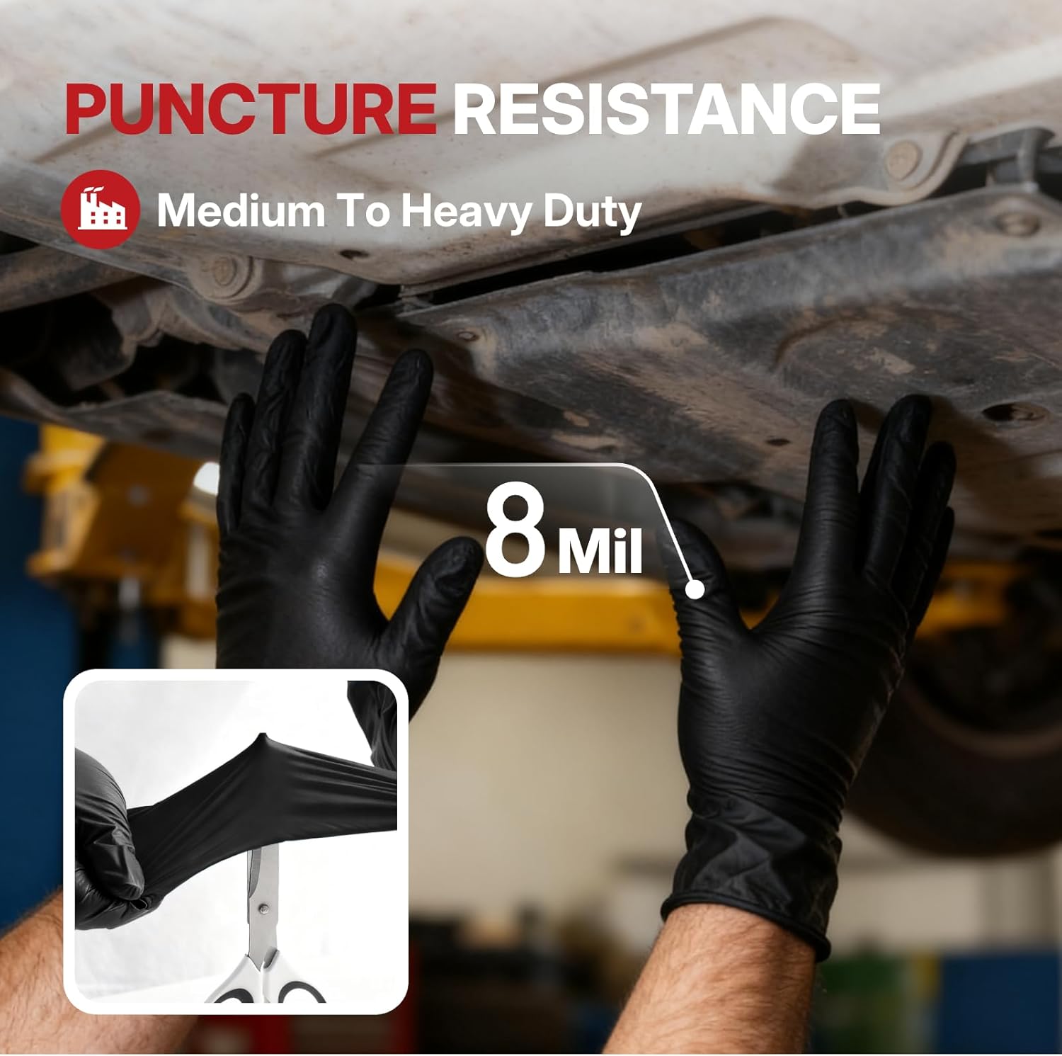 NORTHSKY 8 Mil Disposable Nitrile Gloves, Heavy Duty, Grain Grip, Latex & Powder Free, Black
