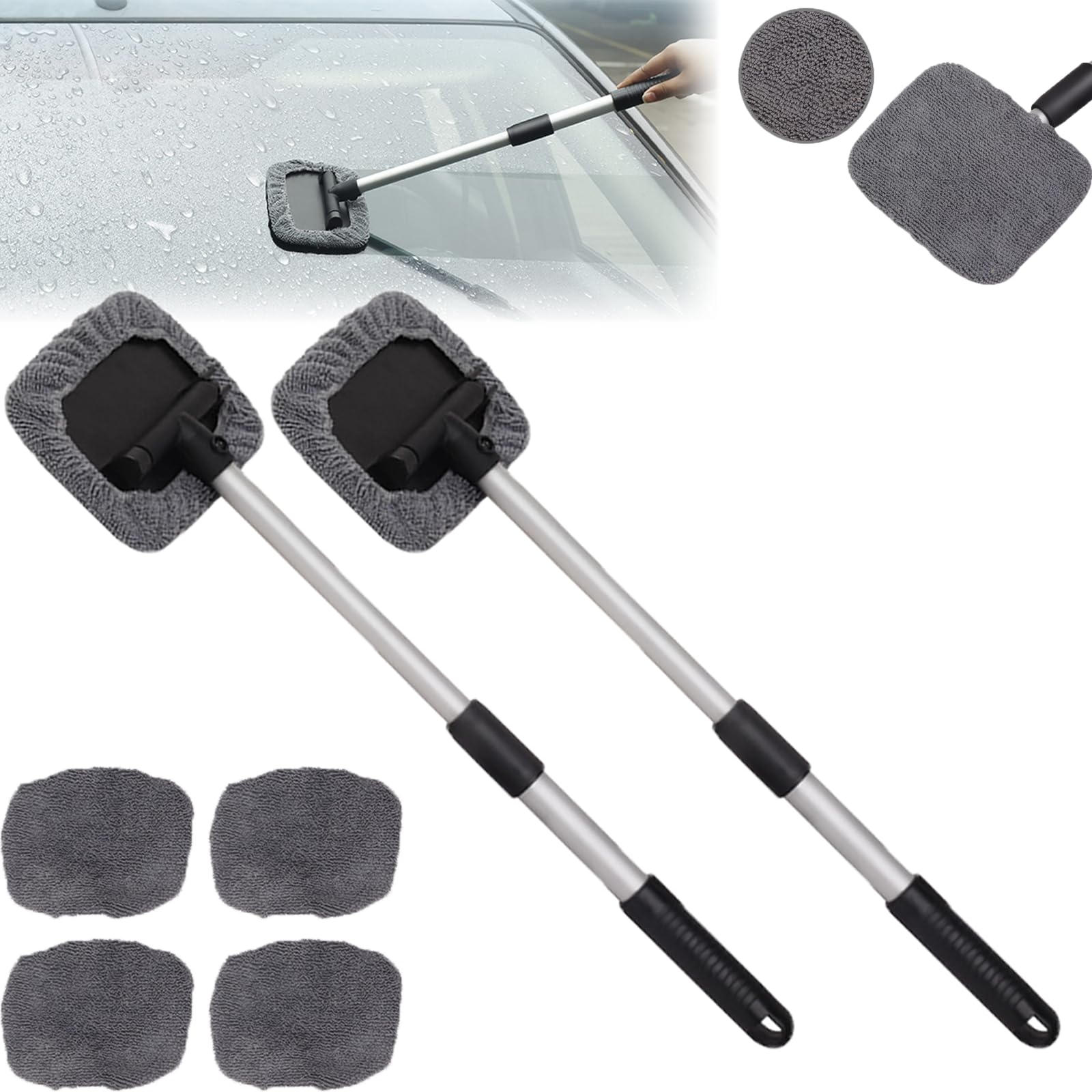 Auto Magnetic Car Window Cleaner Pro Set, Magnetic Cleaner Tool, Pro Set Magnetic, Reusable Window Cleaner Tool (2 pcs)